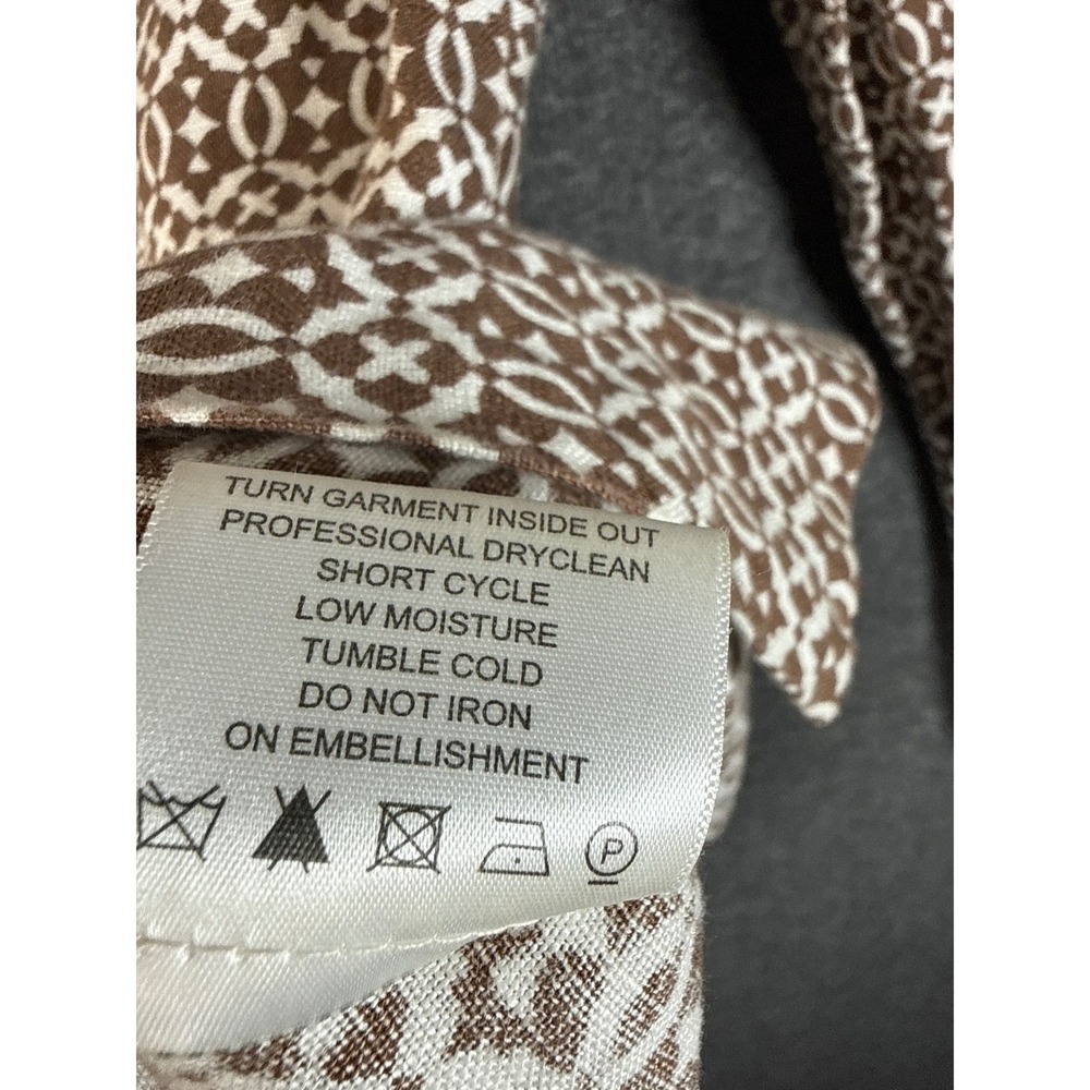 Tory Burch Linen Mirror Embellished Festive‎ Tunic Top Size 14 Boho Chic Luxury - Picture 10 of 12